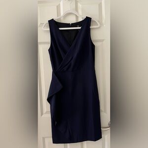 NWT J.Crew  365 Navy Side Sash Crepe Deep V Sleeveless Dress  Wedding Sz 4